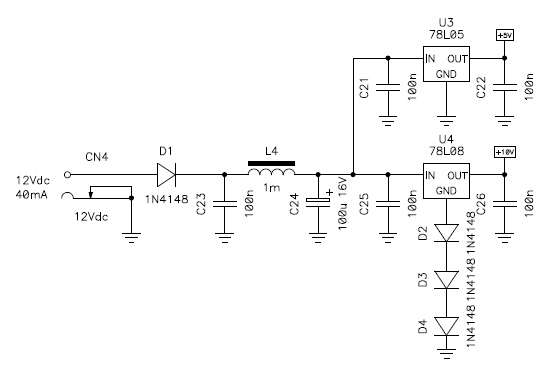 Schematic diagram of the power supply section