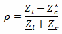 rho = (Zl - Zc*) / (Zl + Zc)