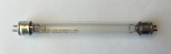 The internal structure of a fluorescent lamp is clearly visible in this small transparent UV lamp (click to enlarge).