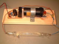 High voltage power supply with a modern Geissler tube (click to enlarge)