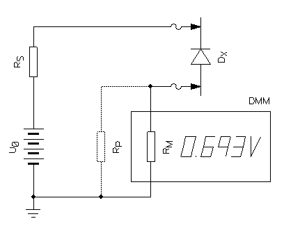Circuit diagram of the diode leakage measurement setup.
