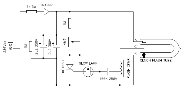 Circuit diagram of the stroboscope.