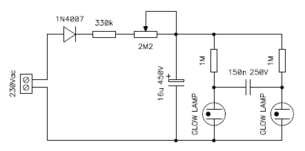 Circuit diagram of the twin lamp multivibrator.