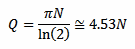 Q = pi * N / ln(2) =~ 4.53 * N