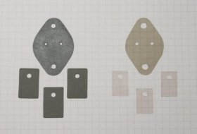 Some silicon based insulators on the left and some mica insulators on the right.