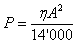 P = eta * A^2 / 14000