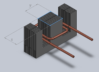 Typical transformer cut view showing the effective cross-section x*y
