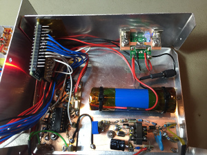 Picture of the power supply module salvaged from a commercial USB power bank (click to enlarge)