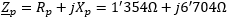 _Z_p = R_p + jX_p = (1354+j6704)Ohms