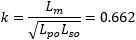 k = L_m / sqrt(L_po L_so) = 0.662