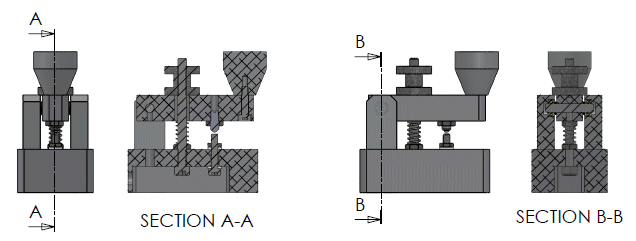 Assembled straight key, sections A-A and B-B (click to enlarge)