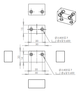 Detail drawing of the plastic stand block (click to enlarge)