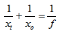 (1 / x_i) + (1 / x_o) = 1 / f