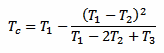 T_c = T_1 - (((T_1 - T_2) ^ 2) / (T_1 - (2 * T_2) + T_3))