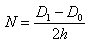 N=(D_1-D_0)/(2*h)